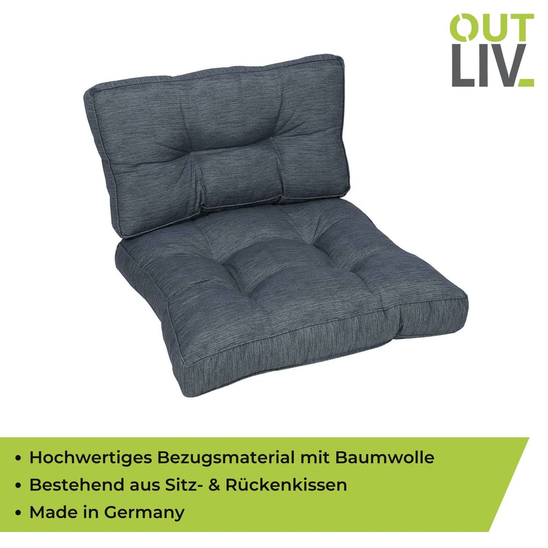 Loungepute til midtmodul 73 cm antrasitt - OUTLIV pakket