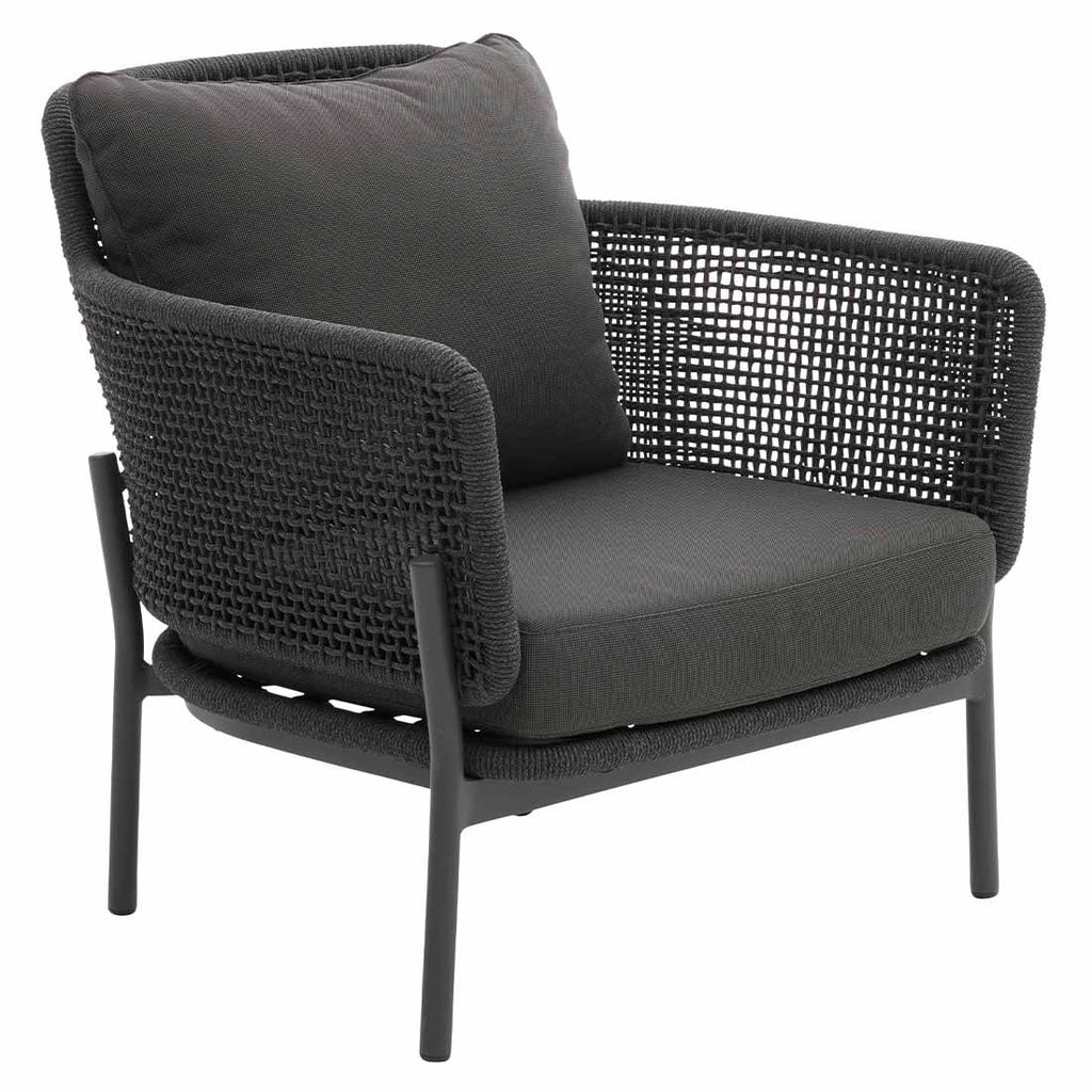 Loungesett 7005 5-deler med bord 89x89 cm teak tau nærbilde av tau stol