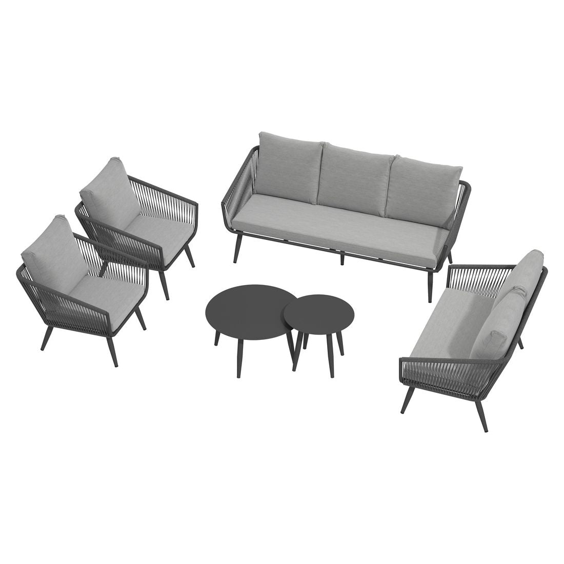 Loungesett Alex med loungebord aluminium tau olefin nærbilde av flettverk