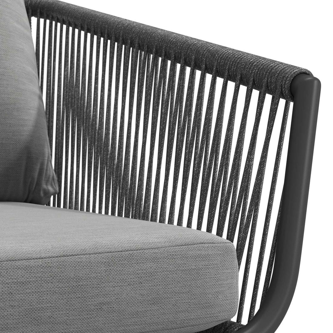 Loungesett Alex aluminium tau olefin grå detalj av ramme
