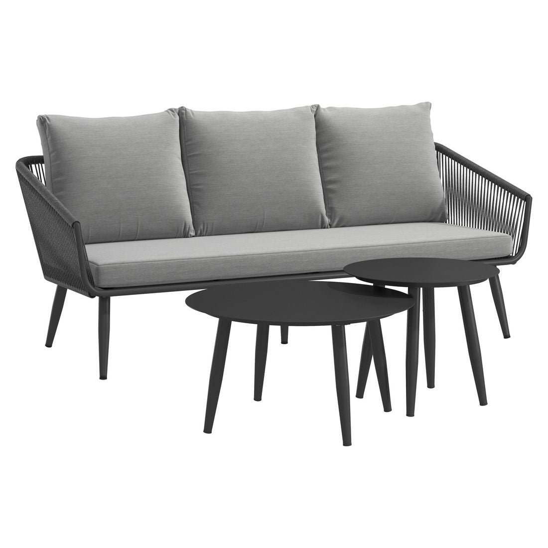 Loungesett Alex aluminium tau olefin grå forfra