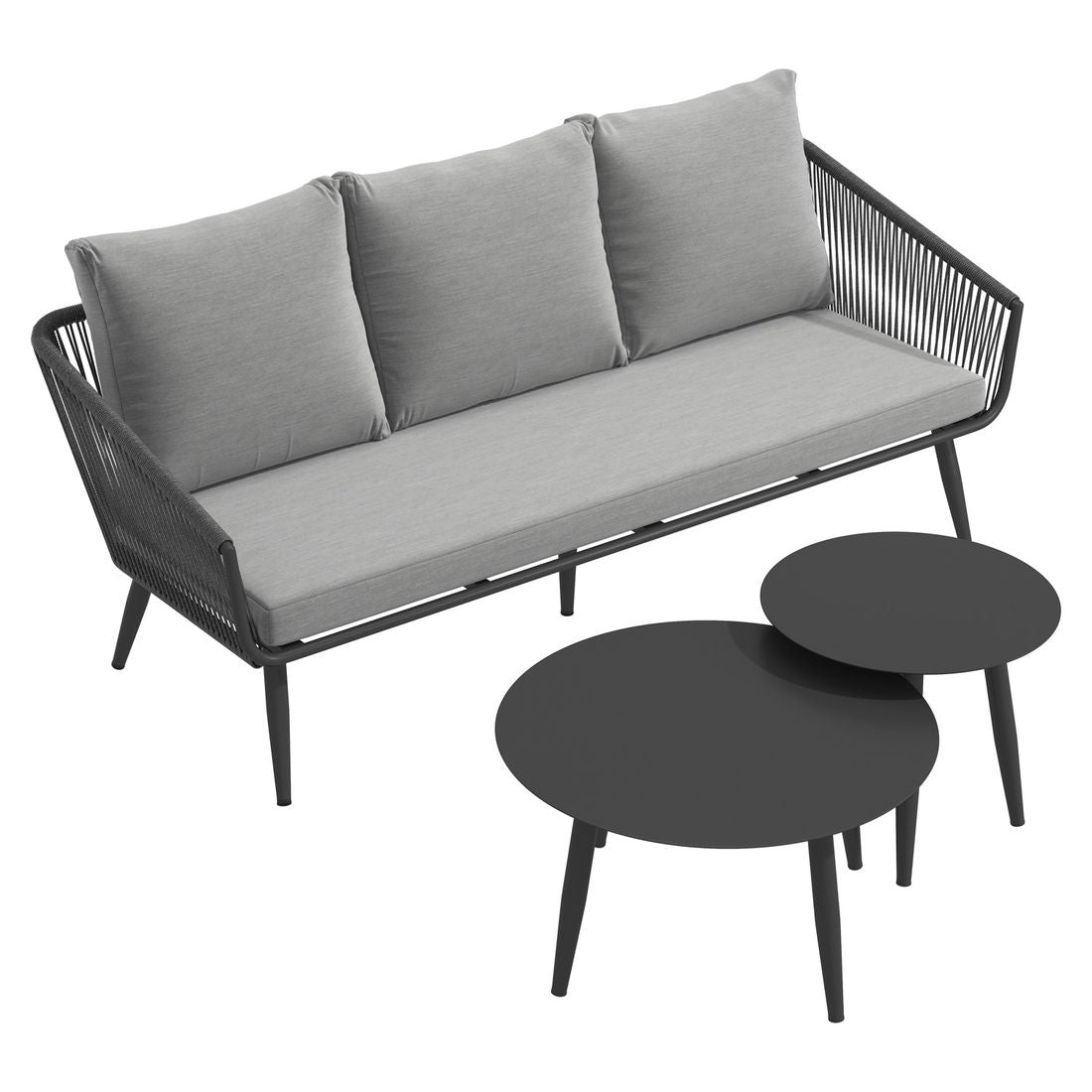 Loungesett Alex aluminium tau olefin grå detalj av flettverk