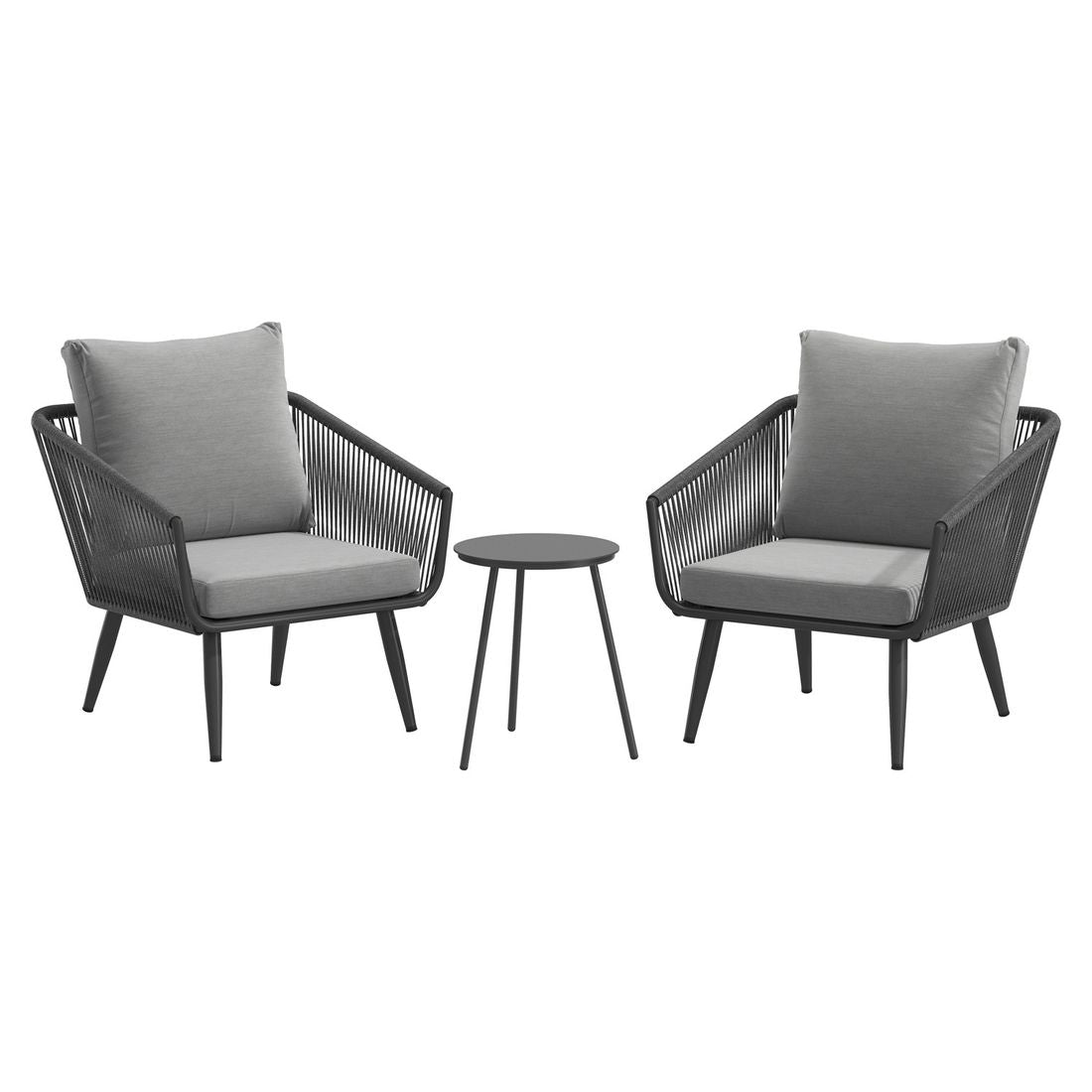 loungesett alex med sidebord aluminium tau olefin gra forfra