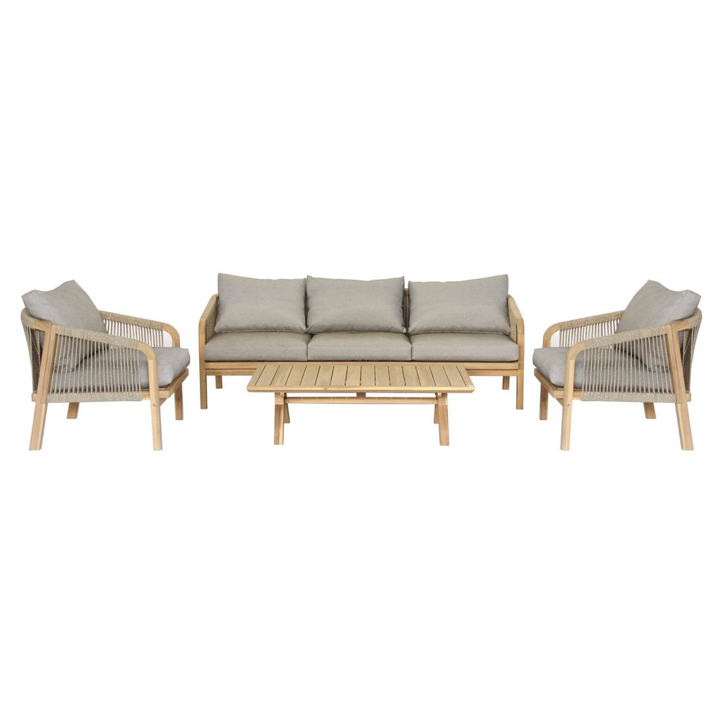 Loungesett Amelie akasie tau med loungebord bakside