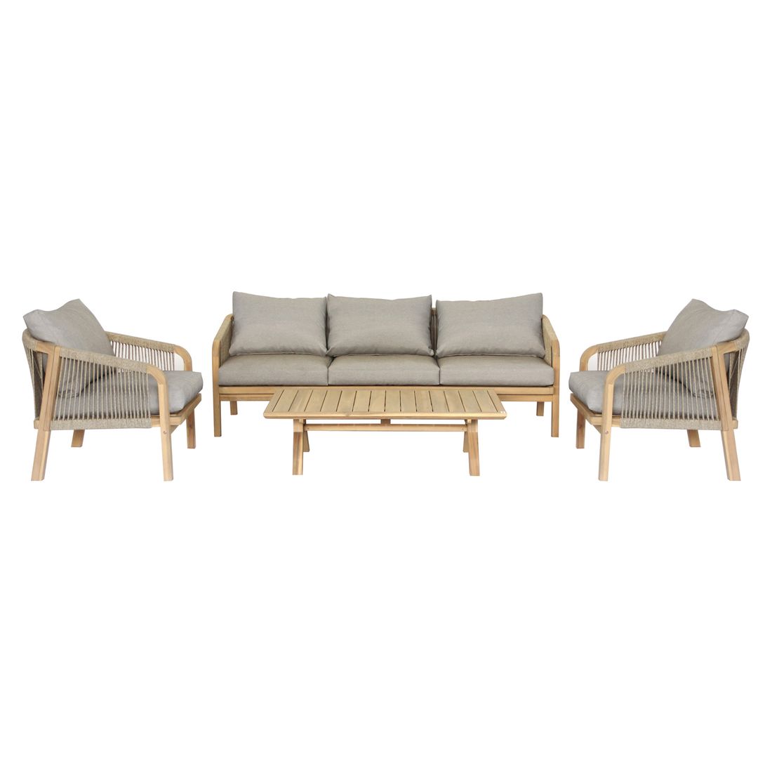 Loungesett Amelie akasie tau med loungebord bakside