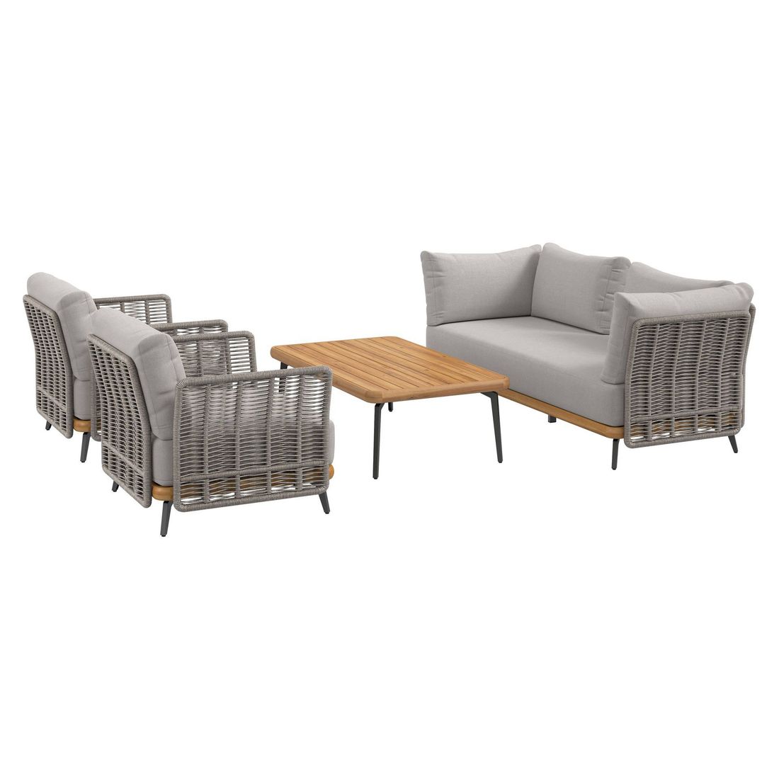 Loungesett Ava akasie tau med loungebord bakside