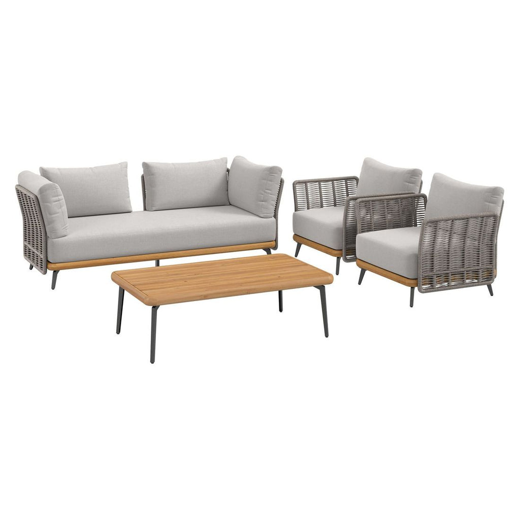 Loungesett Ava akasie/tau med loungebord og puter - OUTLIV.