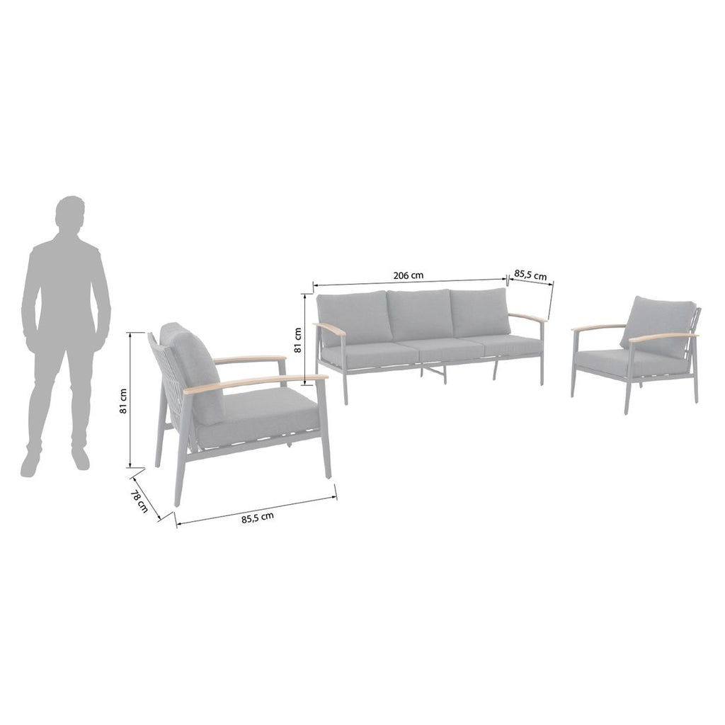 Loungesett Avento aluminium tau LC Garden detalj av flettverk
