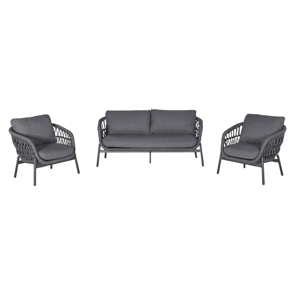 Loungesett Bari aluminium og tau med olefin bakside