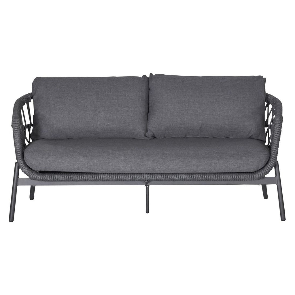 Loungesett Bari aluminium og tau med olefin montert i hage
