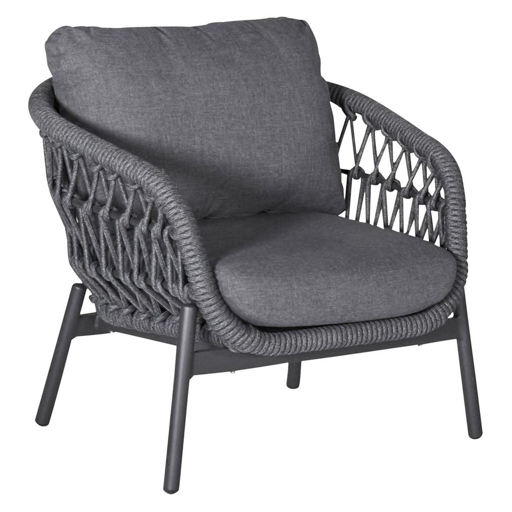 Loungesett Bari aluminium og tau med olefin nærbilde av stoff