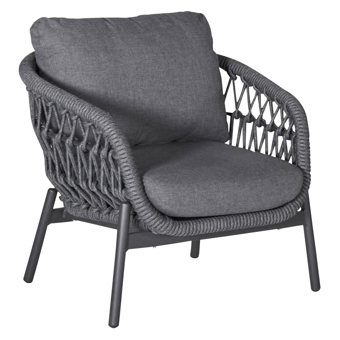 Loungesett Bari aluminium og tau med olefin nærbilde av stoff