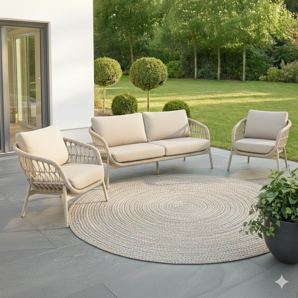 Loungesett Bari aluminium tau med olefin-puter forside
