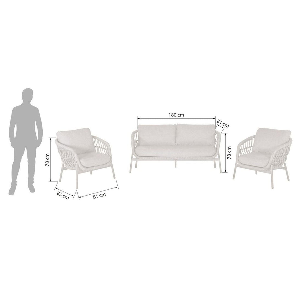 Loungesett Bari aluminium tau med olefin-puter detalj flettverk