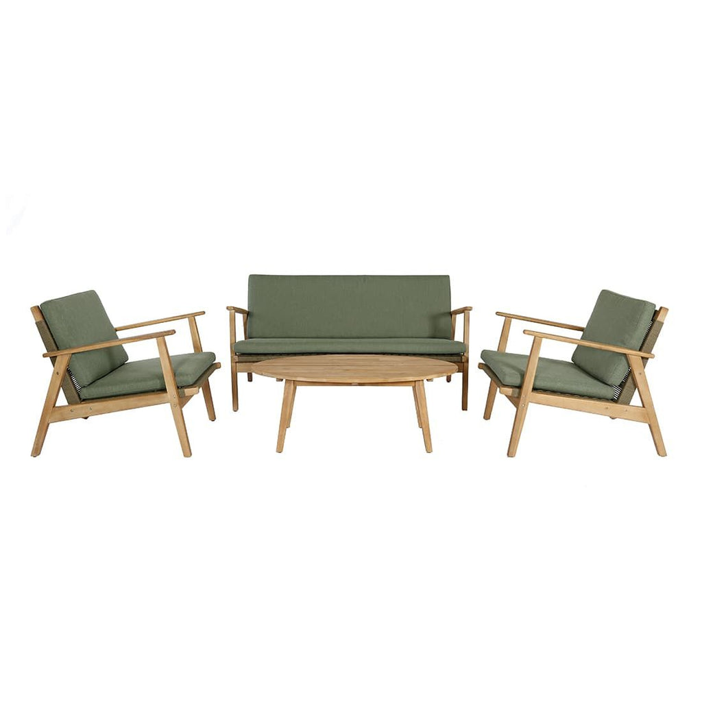 Loungesett Bergen med loungebord akasie/polyester bakside
