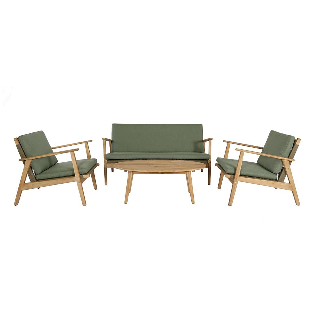 Loungesett Bergen med loungebord akasie/polyester bakside