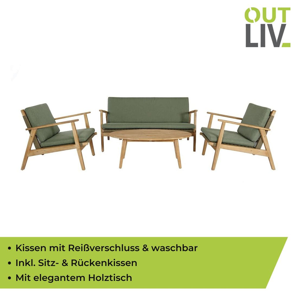 Loungesett Bergen med loungebord akasie/polyester visning av bord