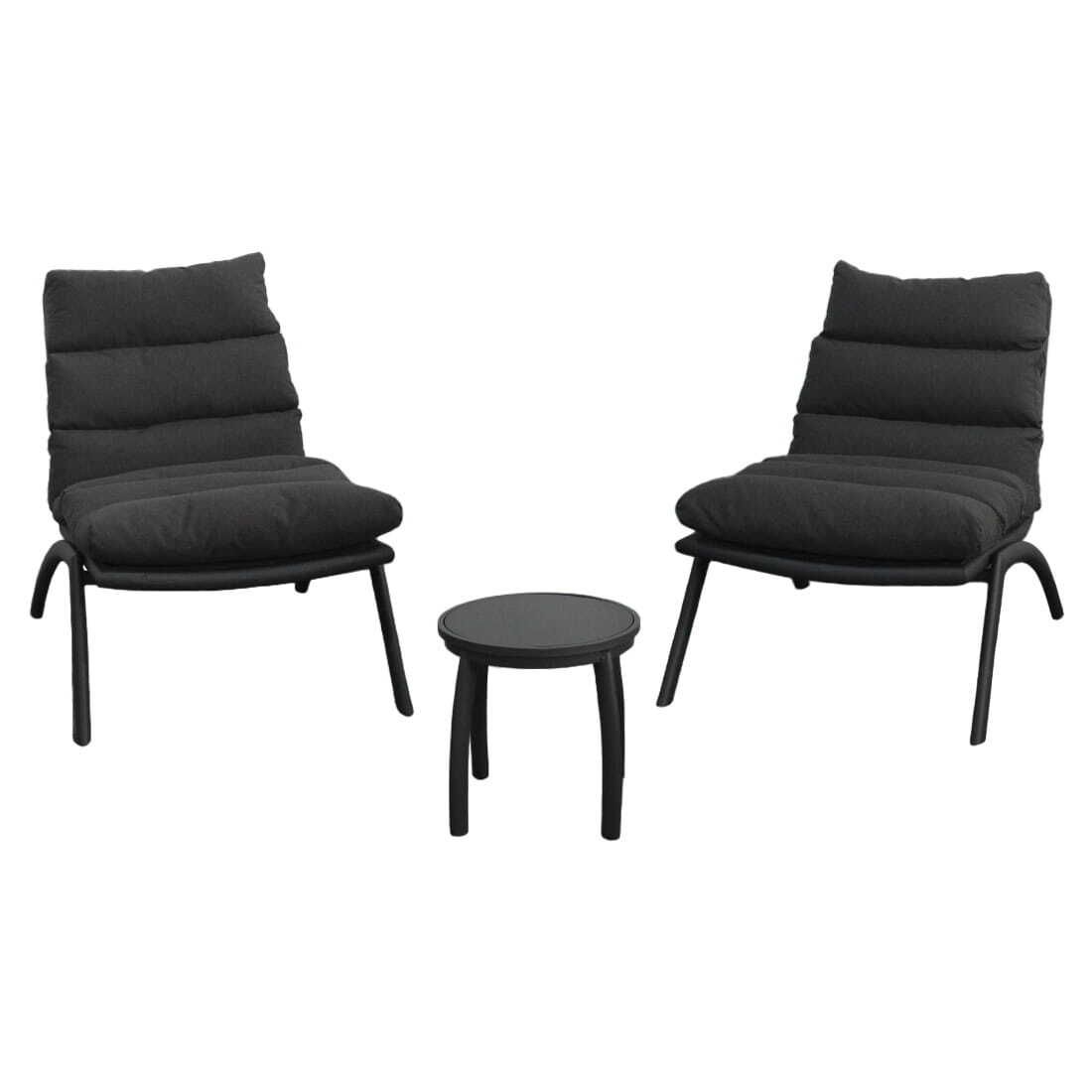 Loungesett Bess med loungebord aluminium antrasitt grå bakside