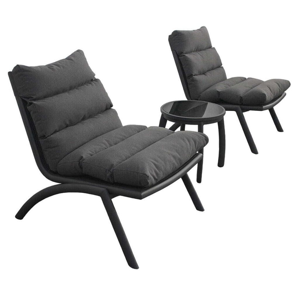 Loungesett Bess med loungebord aluminium antrasitt grå detalj