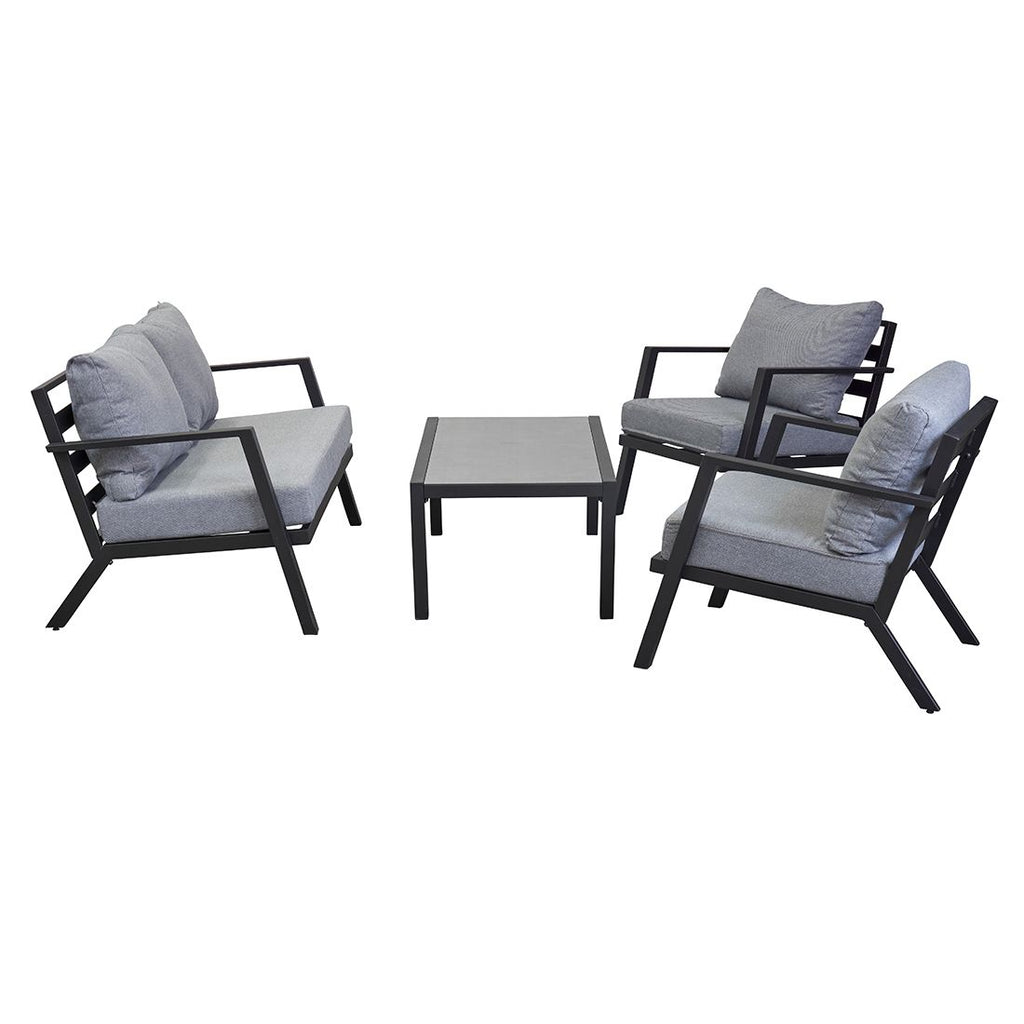 Montert Loungesett Bondino med loungebord aluminium antrasitt på terrasse