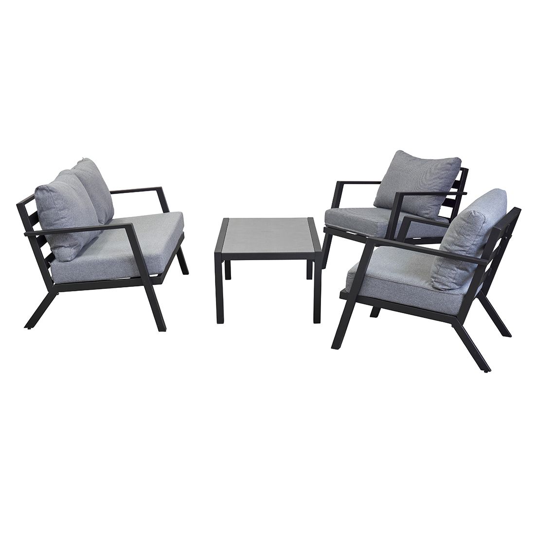 Montert Loungesett Bondino med loungebord aluminium antrasitt på terrasse