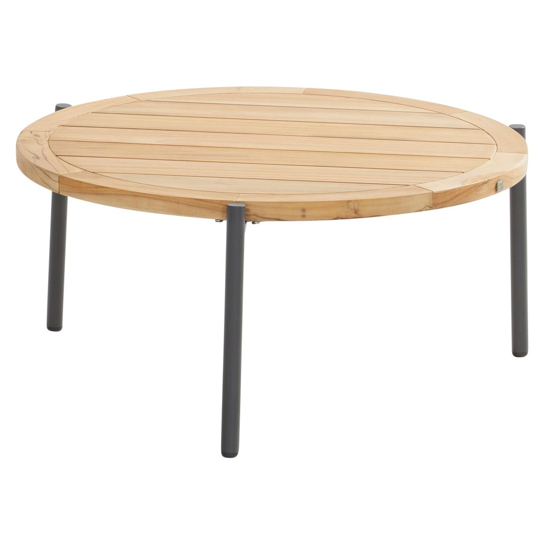 Loungesett Calpi med loungebord rustfritt stål og tau bordplate i teak