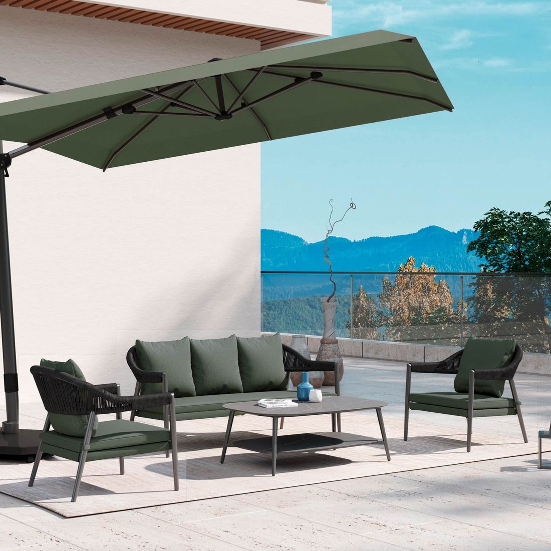Loungesett Camarillo med loungebord front