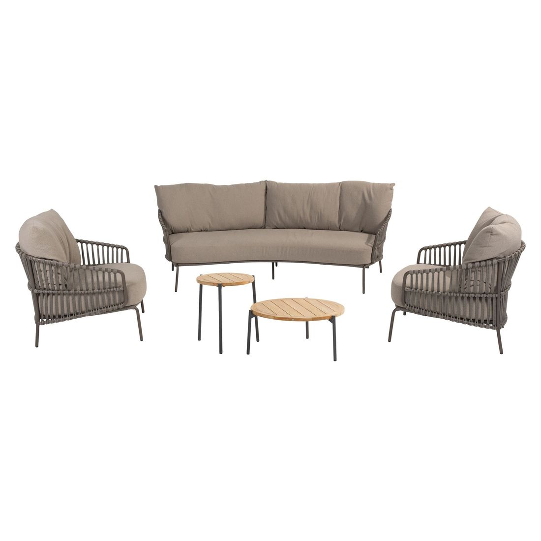 Baksiden av Loungesett Capalbio med loungebord rustfritt stål tau