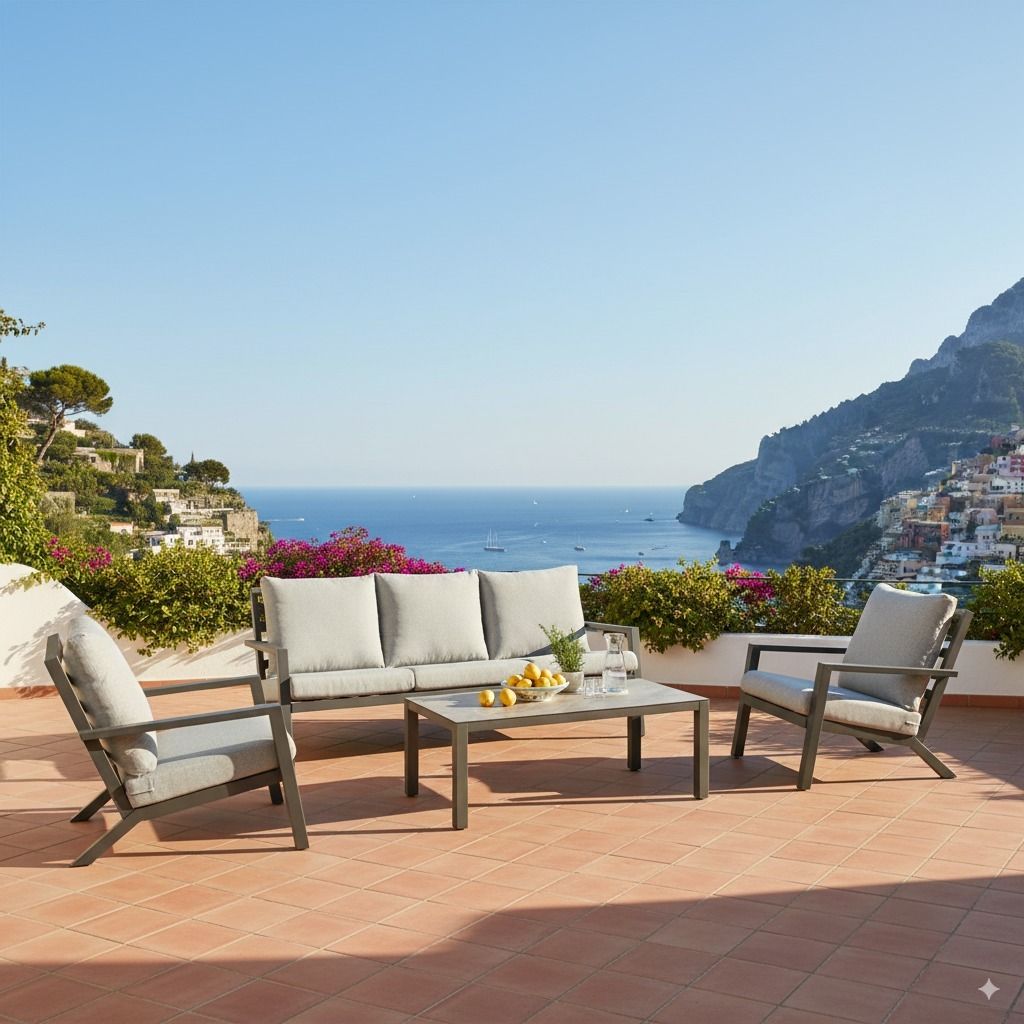 Loungesett Carmel med loungebord aluminium antrasitt Hartman forfra