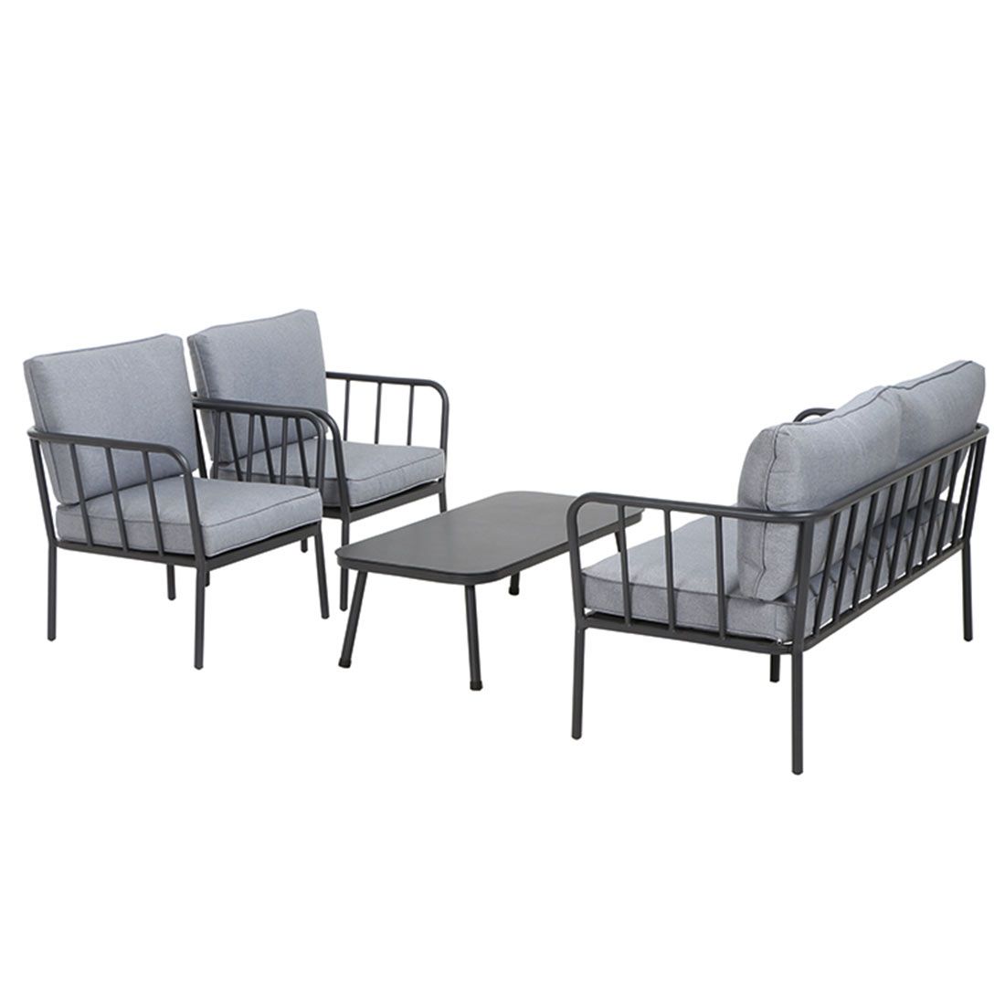 Loungesett Casita aluminium/polyester antrasitt bakside