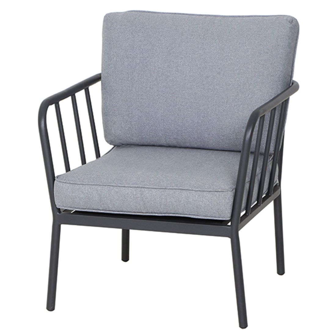 Loungesett Casita aluminium/polyester antrasitt detalj av bordplate