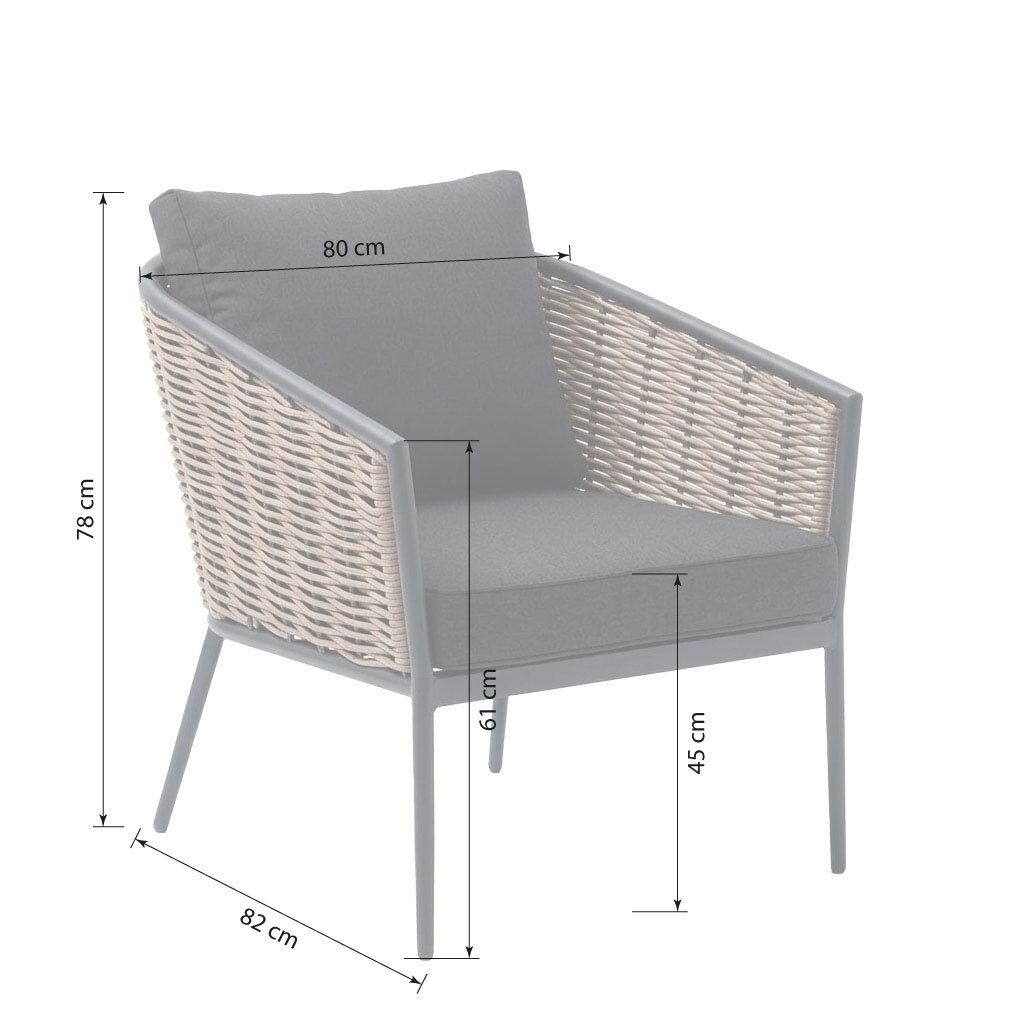 Loungesett Ceres med loungebord aluminium polyrotting sitteområde