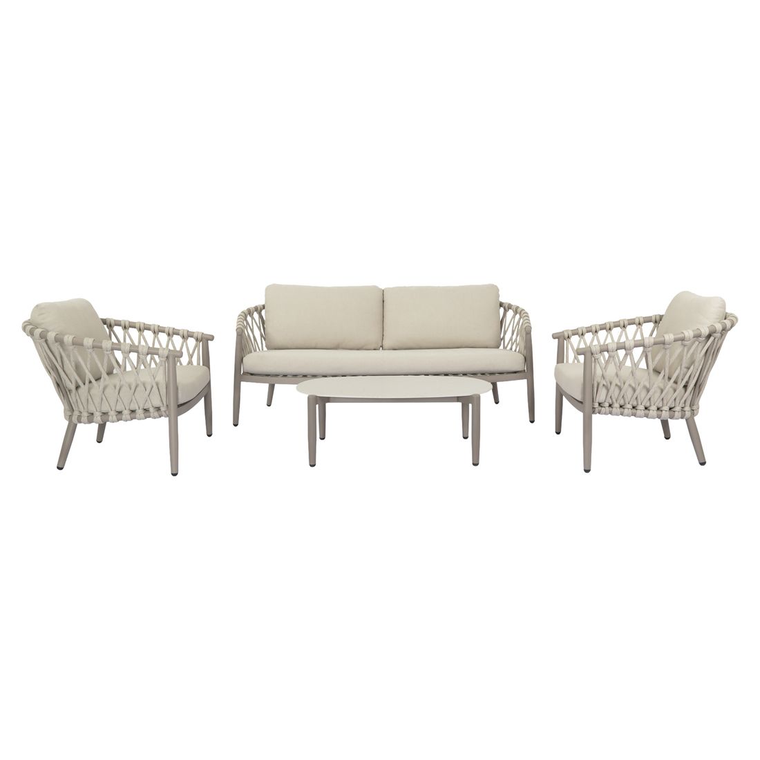 Loungesett Cleveland aluminium tau med loungebord bakside
