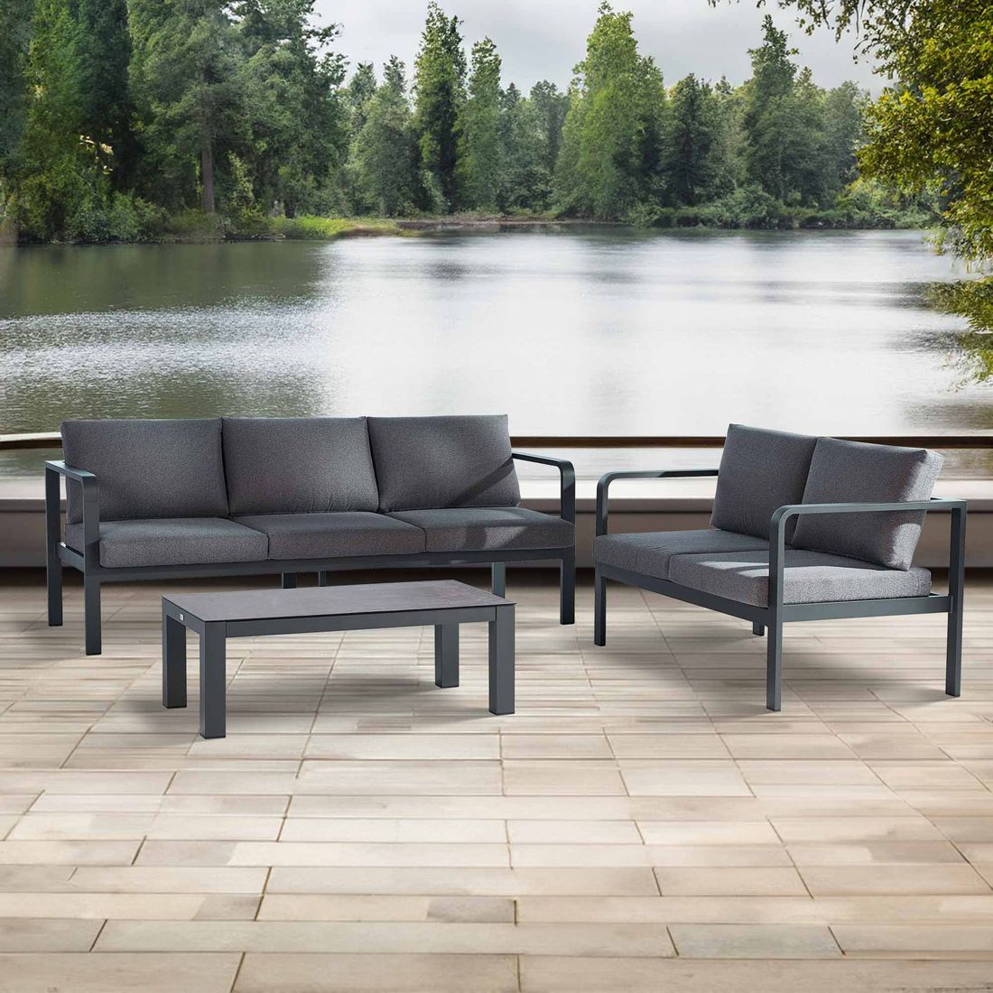 Loungesett Cleveland med loungebord aluminium - Best forfra