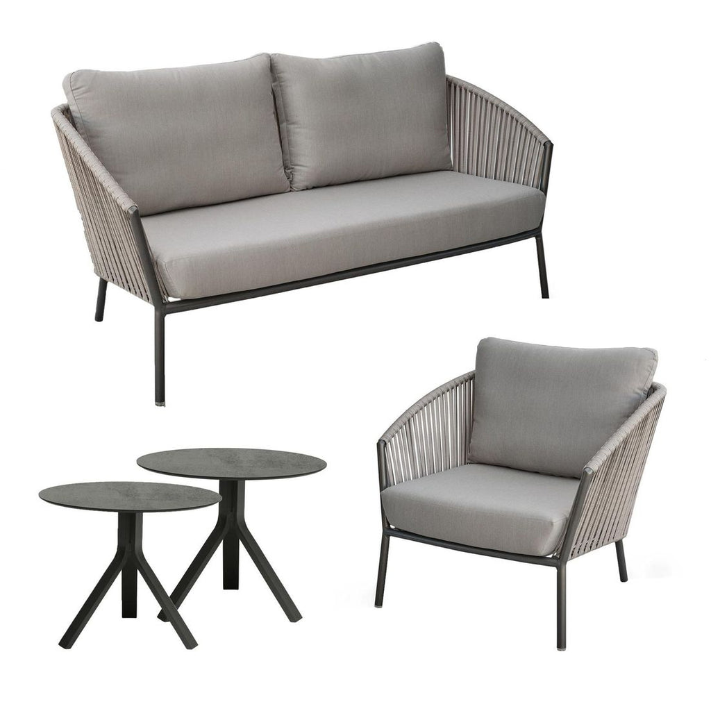 Loungesett Cliff aluminium tau med sidebord bakside
