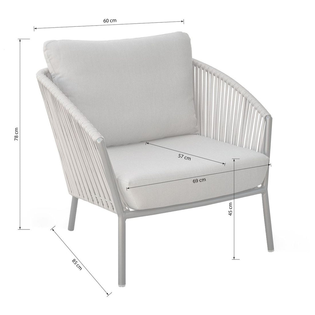 Loungesett Cliff aluminium tau med sidebord montert i hage