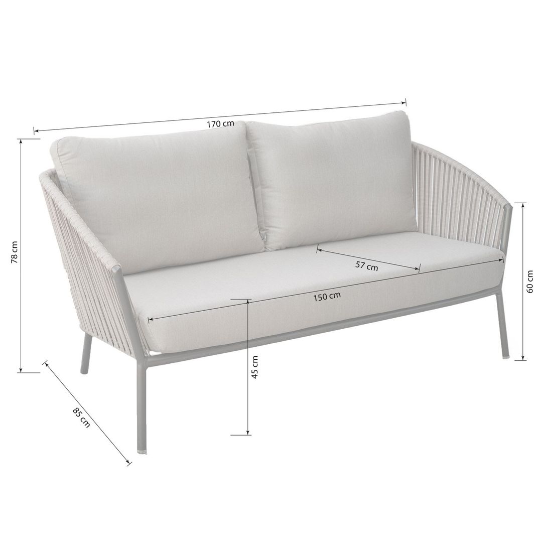Loungesett Cliff aluminium/tau med sidebord - Stern bordplate detalj