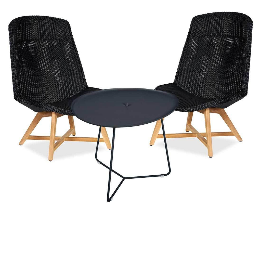 Loungesett Clovelly med loungebord teak/polyrotting bakside