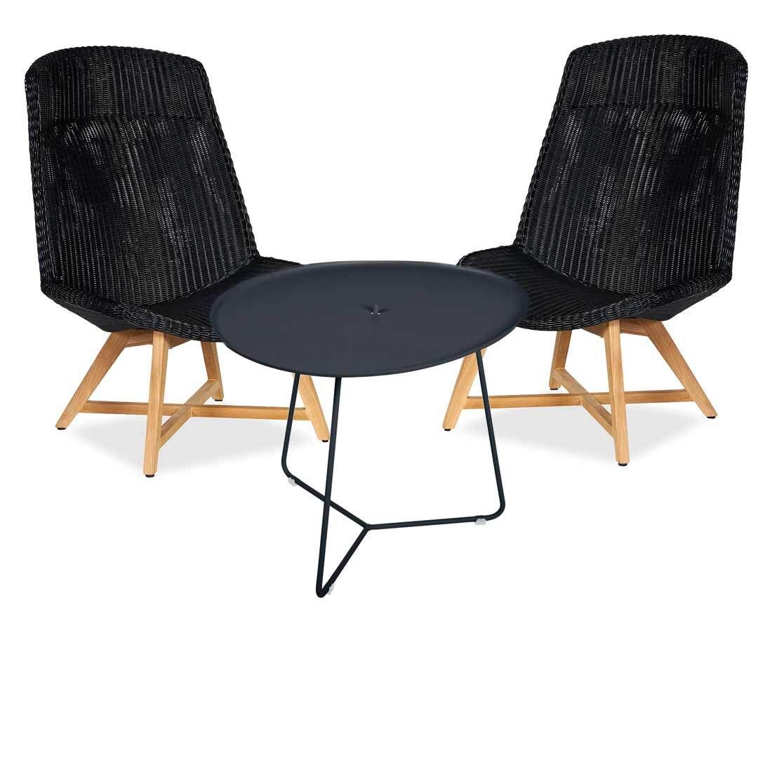 Loungesett Clovelly med loungebord teak/polyrotting bakside