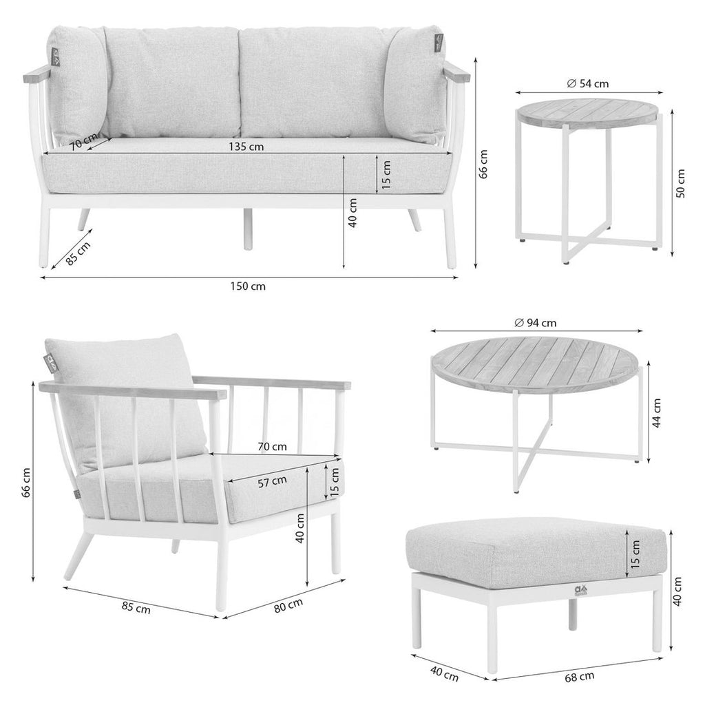 Loungesett Condor med loungebord aluminium/teak montert på terrasse