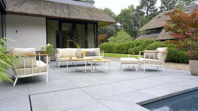 Loungesett Condor med loungebord aluminium/teak Apple Bee forfra