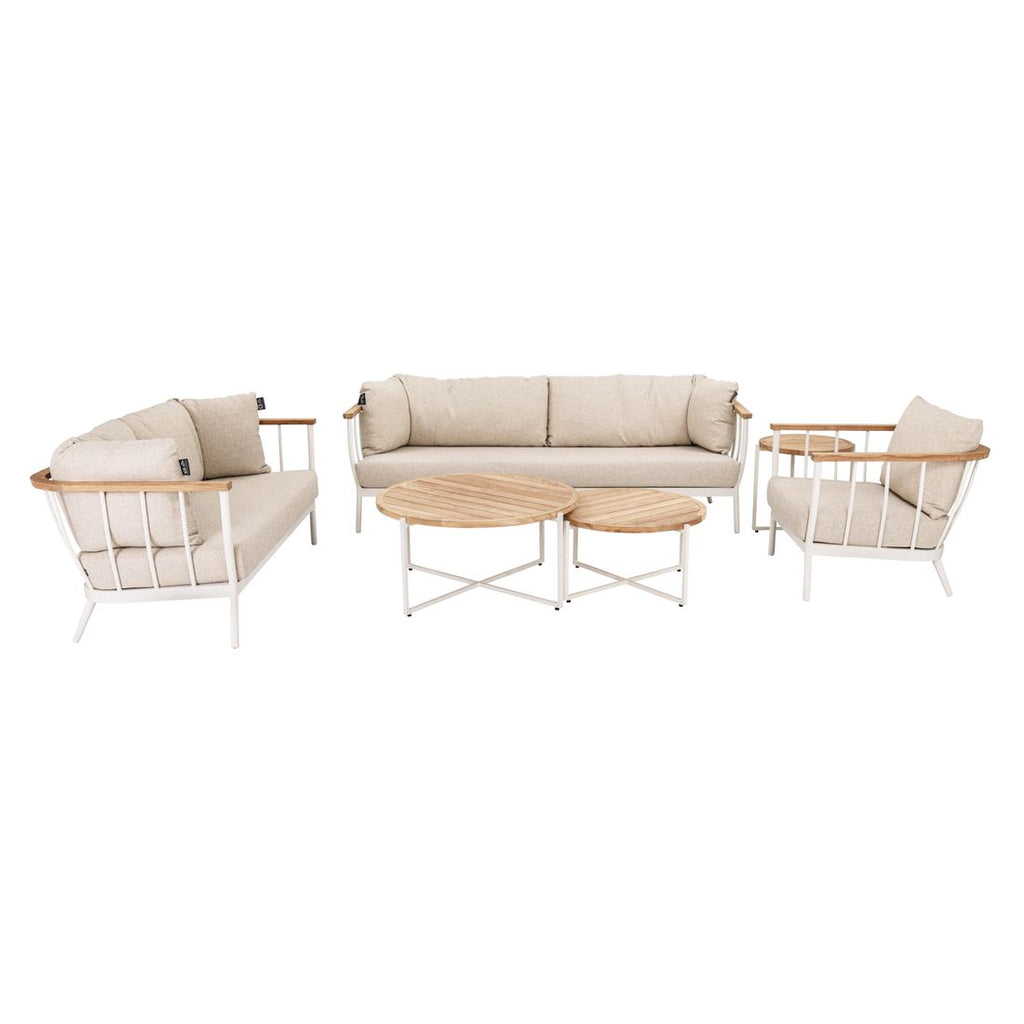 Loungesett Condor med loungebord aluminium/teak Apple Bee detalj av stoff
