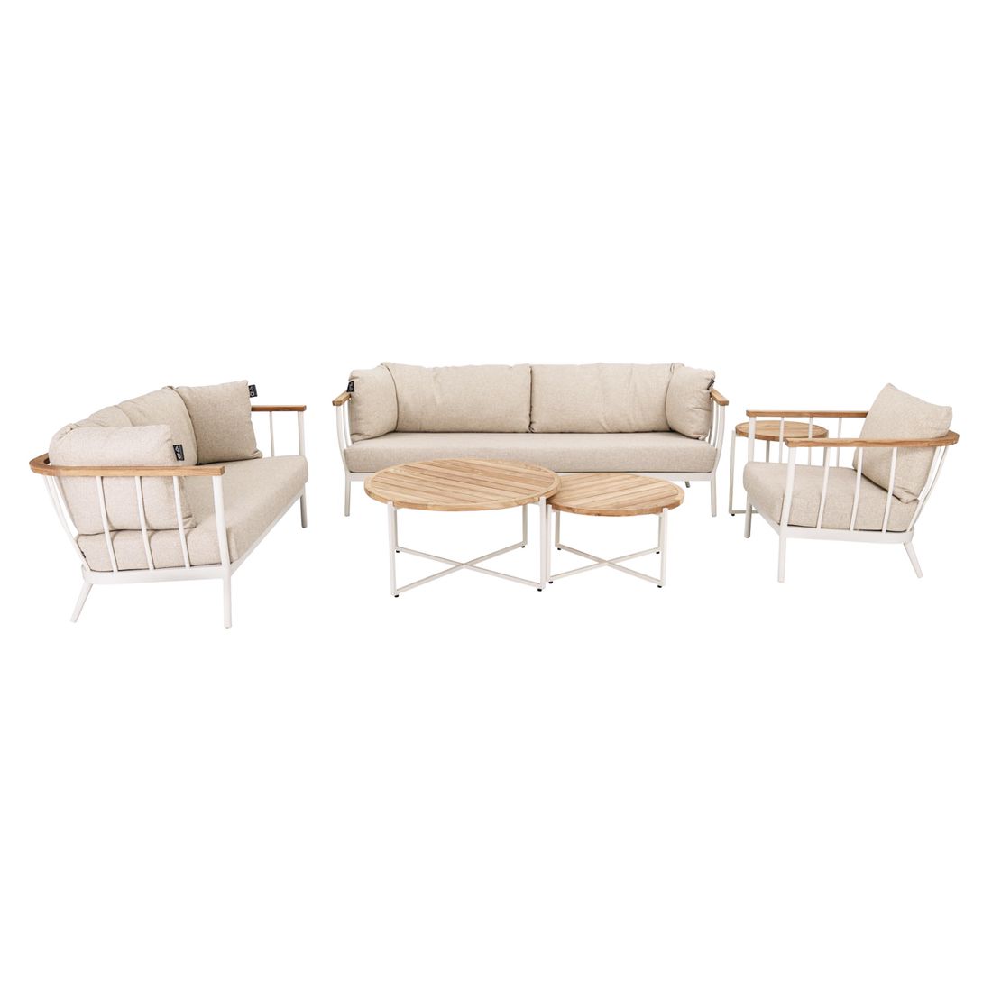 Loungesett Condor med loungebord aluminium/teak Apple Bee detalj av stoff