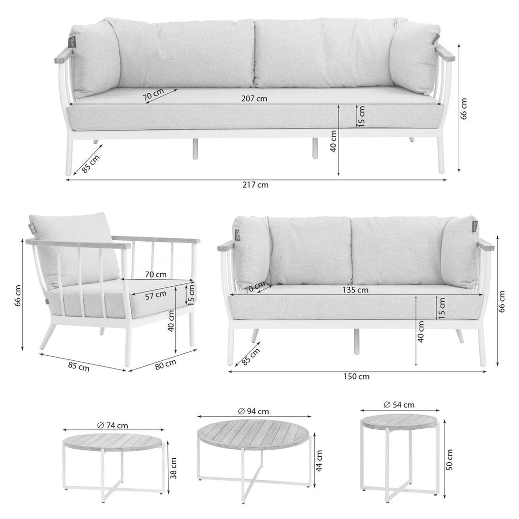 Loungesett Condor med loungebord aluminium/teak Apple Bee montert på terrasse