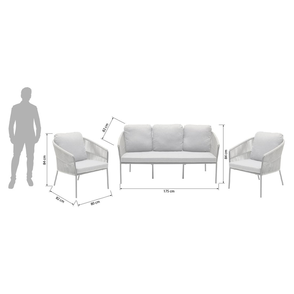 Loungesett Covo aluminium tau olefin - detalj av rope materiale
