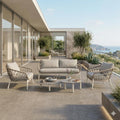 Loungesett Dakota med loungebord aluminium og tau forfra