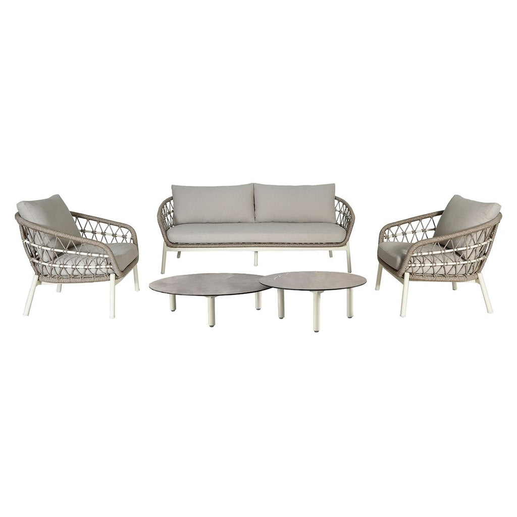 Loungesett Dakota med loungebord aluminium og tau bakside
