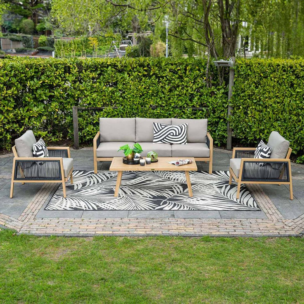 Loungesett Decala med loungebord aluminium og tau forfra