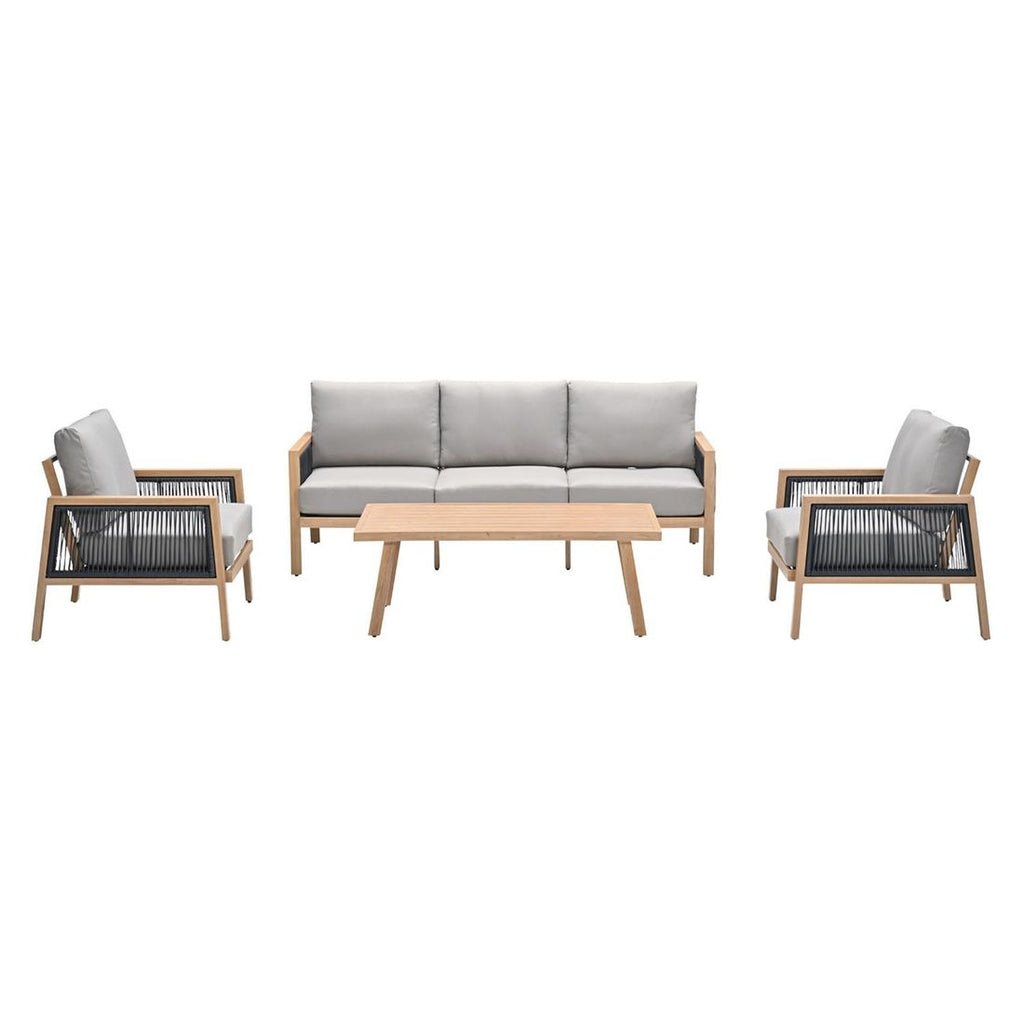 Loungesett Decala med loungebord aluminium og tau bakside
