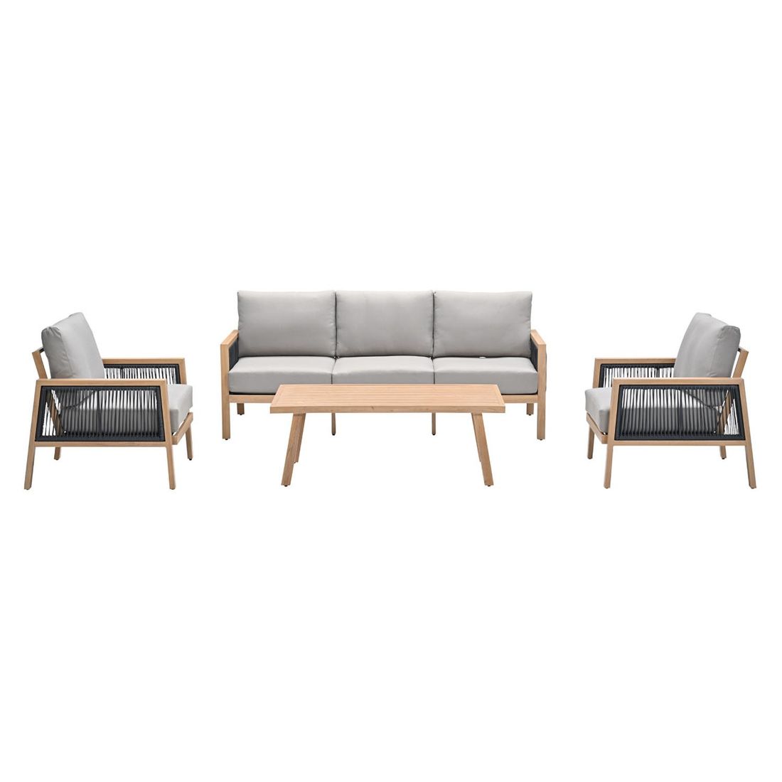 Loungesett Decala med loungebord aluminium og tau bakside